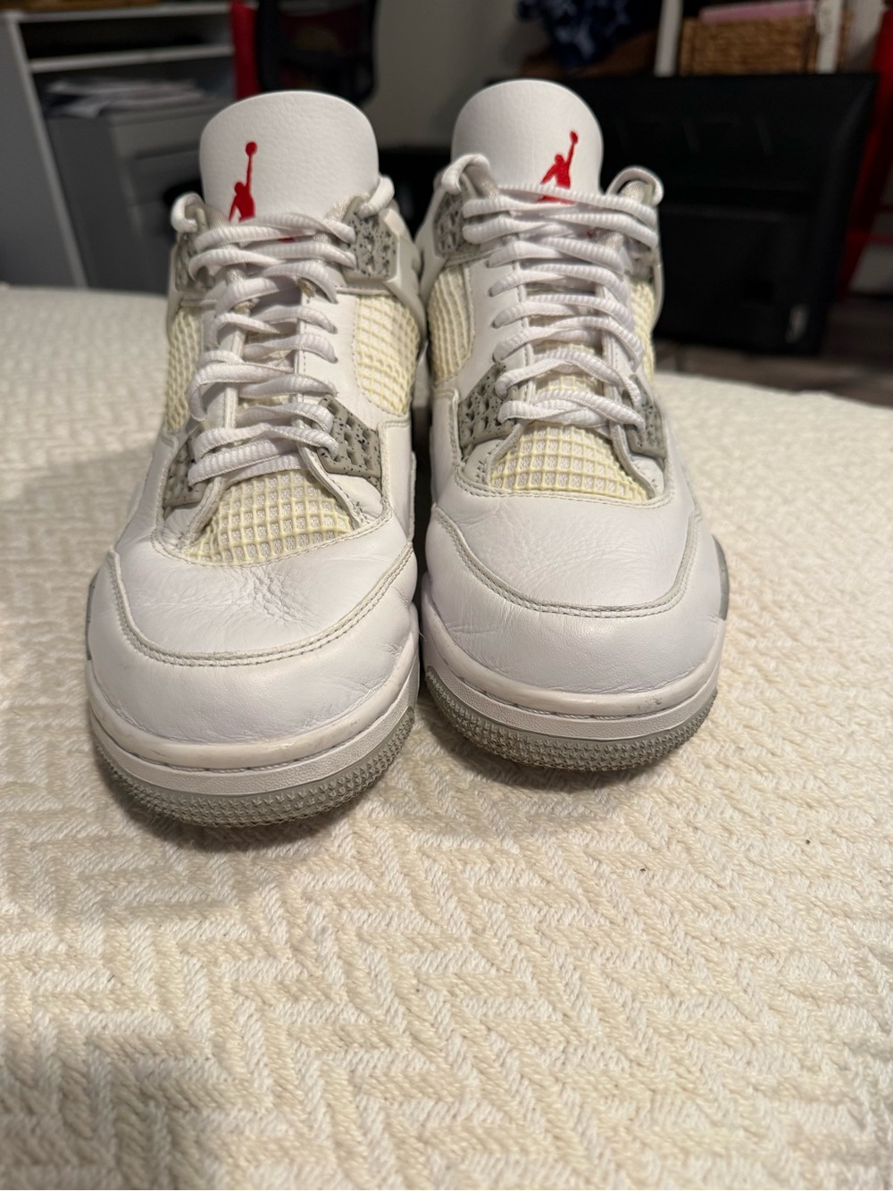 Nike White and Red Men's Sneakers